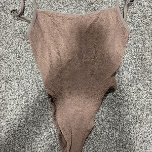 bond-eye Brown Textured One Piece Swimsuit